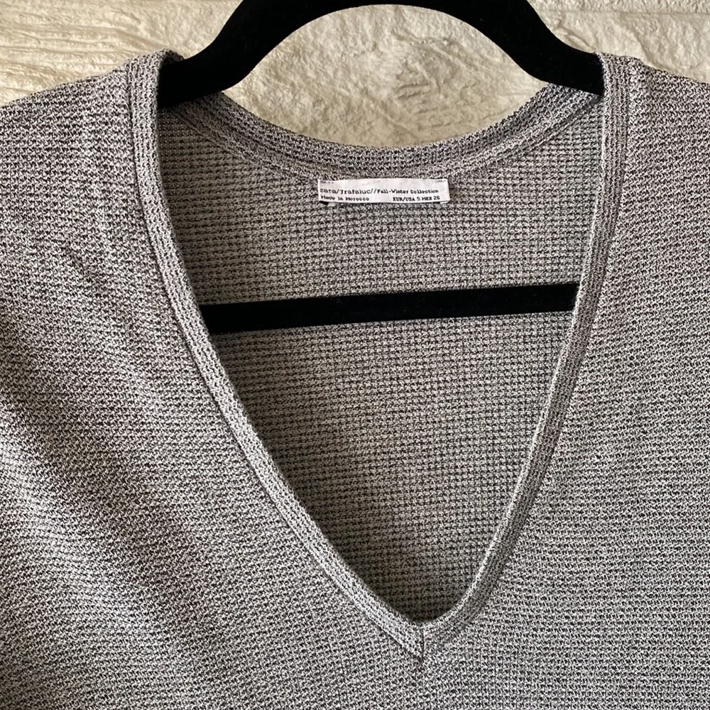 🩶Zara Long Sleeve Waffle Weave Top - Large - Picture 2 of 6